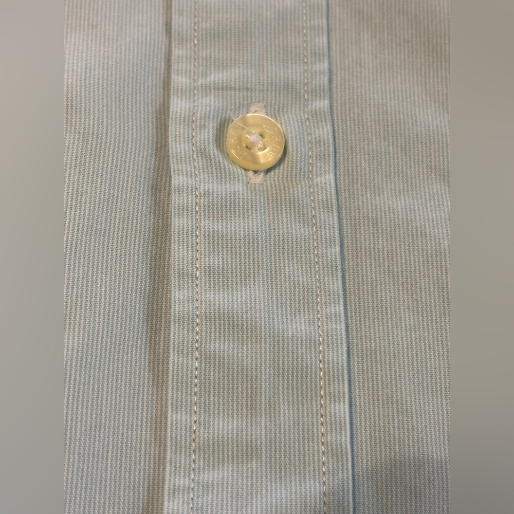 J. Crew Men's Casual Light Blueish-greenish Pin Striped Shirt, Size: L. (5462) - Picture 9 of 10